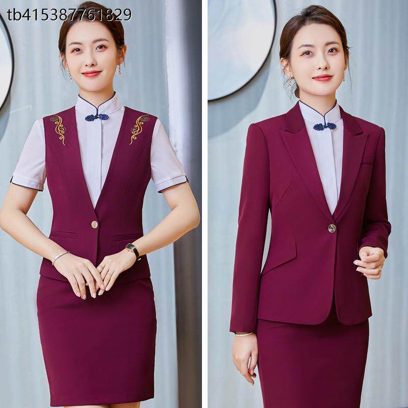职业马甲套装女酒店前台服务员茶楼餐饮KTV气质美容院西装工作服