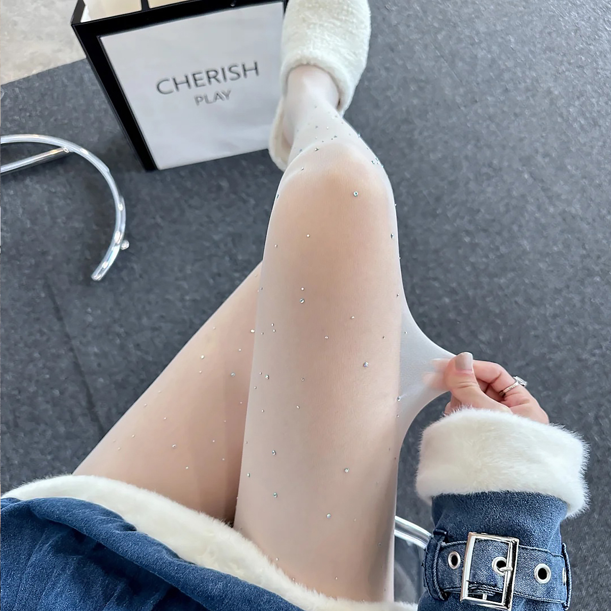 烫钻丝袜黑丝性感防勾丝纯欲白丝袜满天星裸感超薄显瘦美腿连裤袜