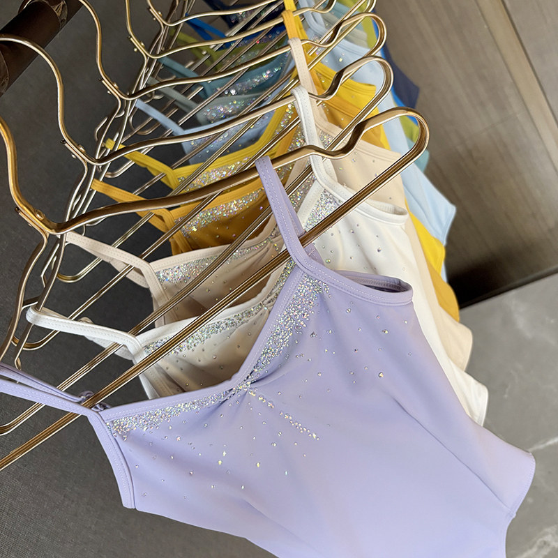 兰铂舞蹈吊带形体服高胯艺考基训服烫钻体操服瑜伽舞蹈服 - 兰铂舞蹈出品