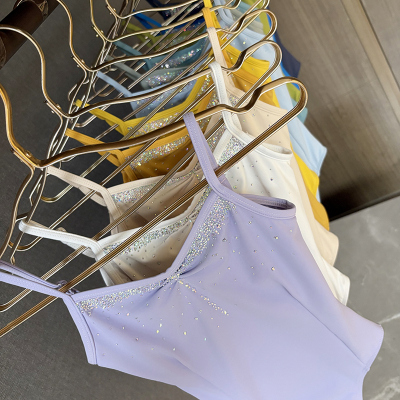 吊带高胯艺考服烫钻体操服