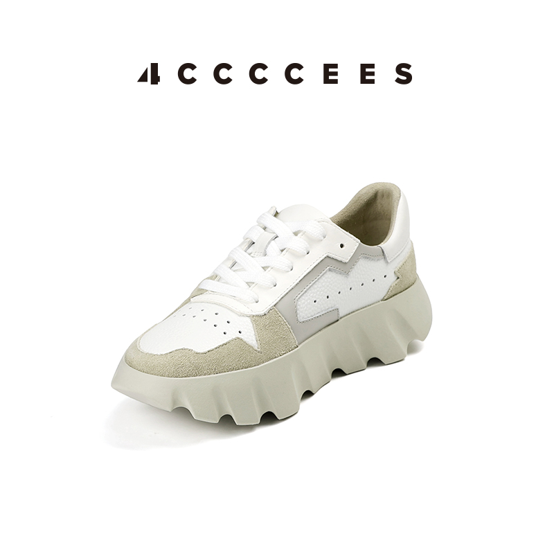 4CCCCEES牛皮女装休闲鞋厚底牛皮