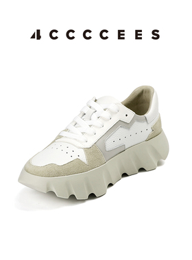 4CCCCEES/ Tura Ori 撞色休闲运动鞋英伦风牛皮百搭厚底鞋女款