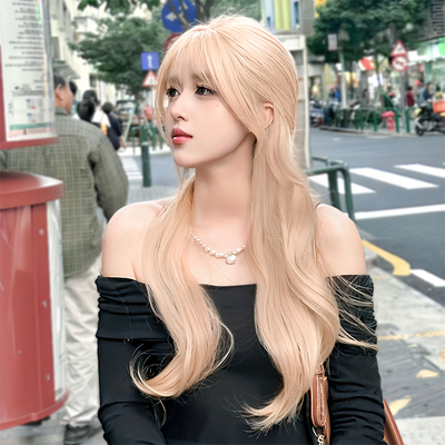 闪格假发女长发白金色网红女团甜美可爱大波浪自然长卷发JK全头套