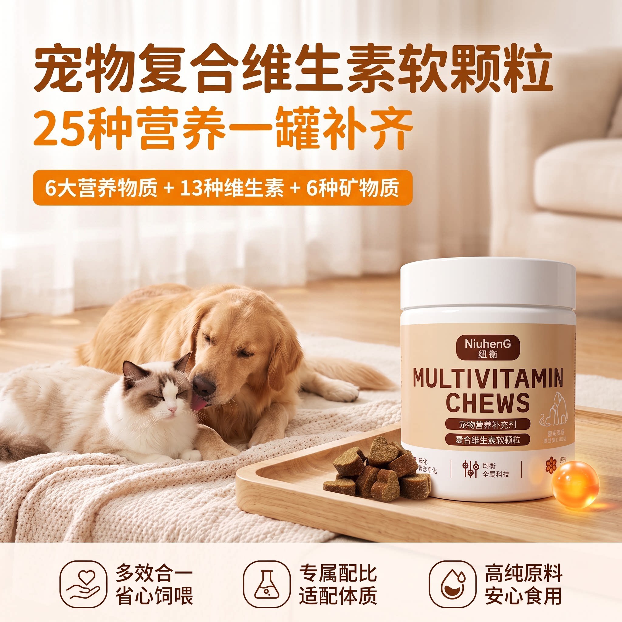 纽衡猫狗多维软颗粒25种营养