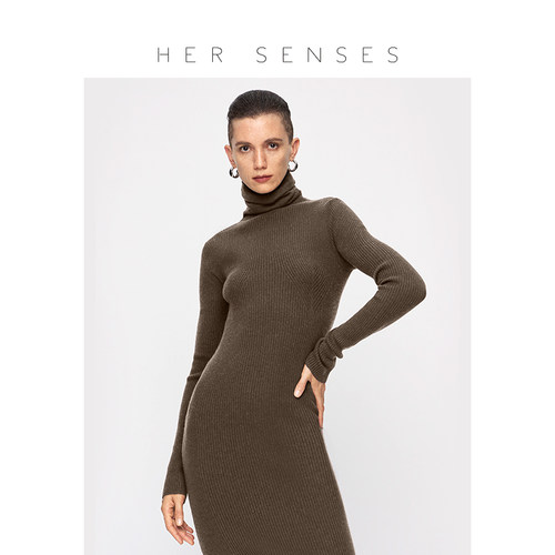 HERSENSES高领露背长裙