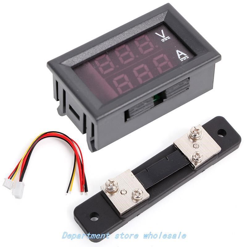 0-100v/50a red blue digital voltmeter ammeter 2in1 dc volt a