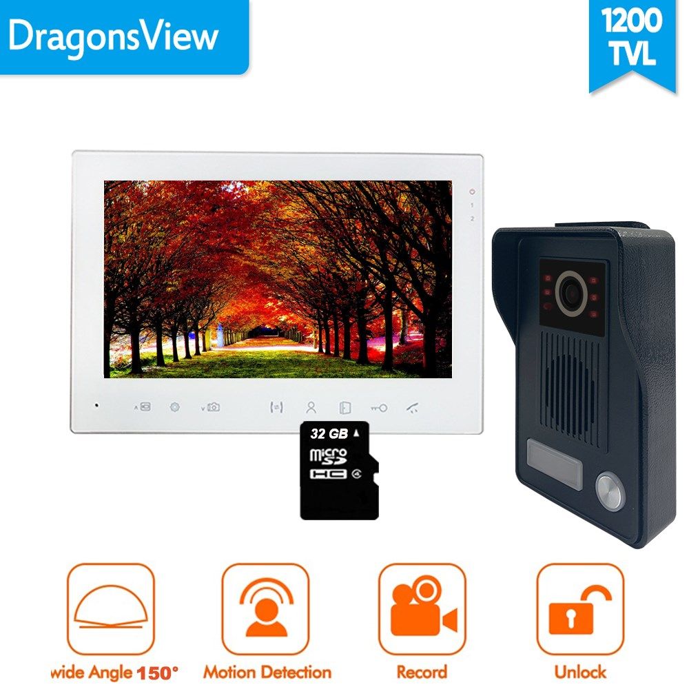 [wide angle 150°] dragonsview 7 inch video doorbell interco