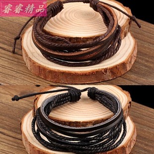 male wax rope DIY bracelet woman leather Hand catenary Men