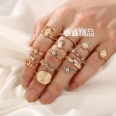Vintage rings women ladies 15pcs joint ring accessory sets