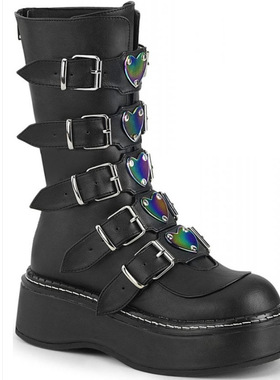 women Belt buckle boots knight boots big size 43女厚跟中筒靴