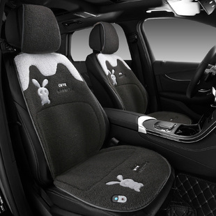 仿兔毛汽车坐垫短毛绒12V伏电加热垫子单座前排秋冬天保暖座椅套