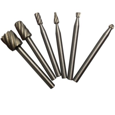 6pcs HSS Routing Router Bits Burr Milling Cutter  Dremel And