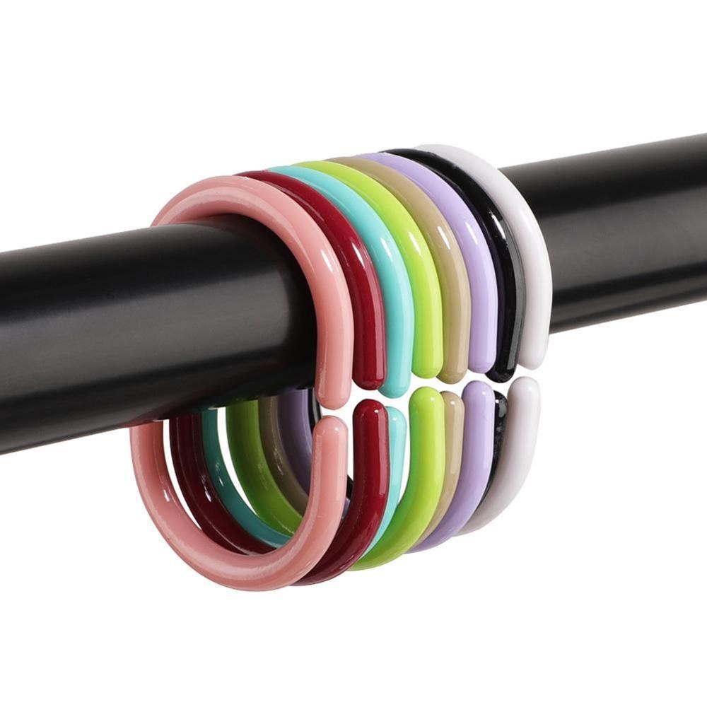 12PCS Curtain Poles Shower Rod Hook Hanger White Color Plast