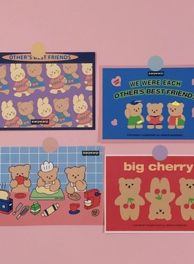 Cute Postcard Style Cards Kawaii Bear Hand Account Decorati