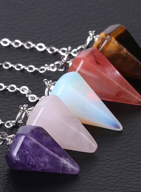 Hexagon Pyramid Reiki Pendulum Pendant Rose Quartz Healing