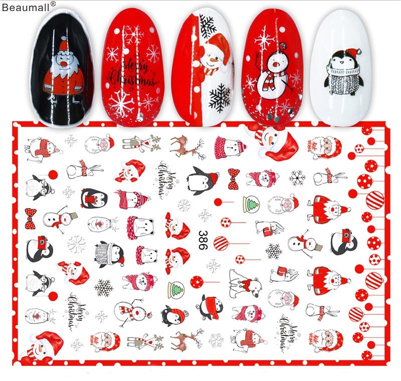 Christmas Nails Art Manicure Back Glue Decal Decorations Na