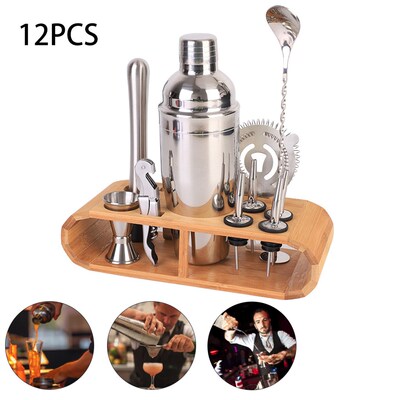 750ml Cocktail Shaker Set Jigger Mixing Spoon Tong Barware B