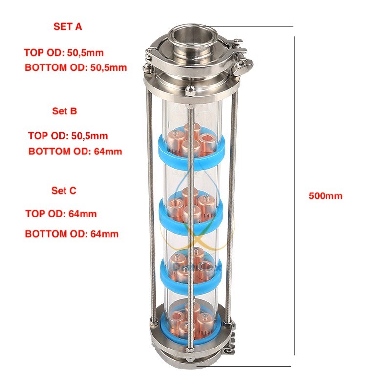 NEW Copper bubble plates Distillation Column with 4 section