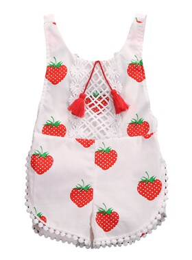 2017 Summer Babies Tassles Strawberries Rompers Newborn Kid