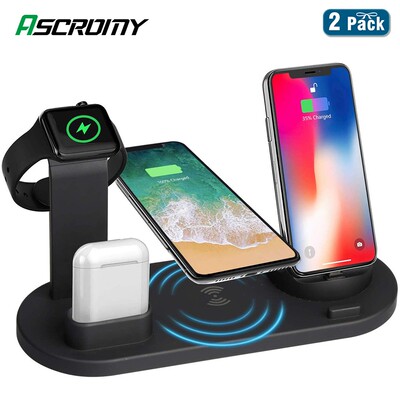 2PCS 10W Qi Wireless Charger Stand Dock Station For Iphone