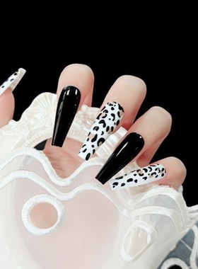 Leopard Fake Nails Long French Ballet False Nail Press On N