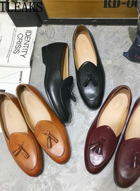 Italian Men Shoes Formal Loafers Men Double Monk Strap Shoe