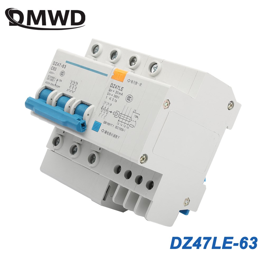DZ47LE-63 3P 6A 10A 16A 20A 25A 400V 50/60HZ 32A 40A 63A Res