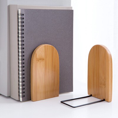 Nature Bamboo Desktop Organizer Office Home Bookends Book En