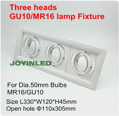 Three heads grille light fixture square ceiling downlight c