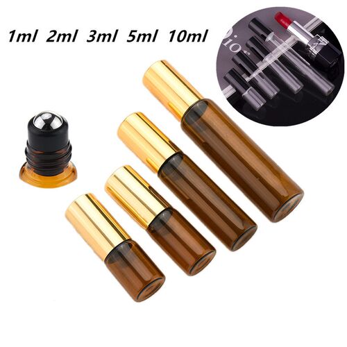 50pcs/lot 1ML 2ML 3ML 5ML 10ML Roll On Glass Bottle Amber G