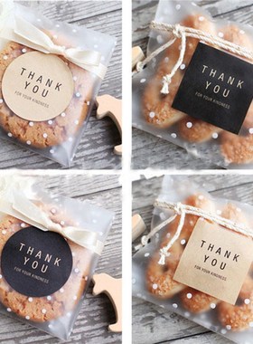 60Pcs/10 sheets Label Thank You Round Square Black Kraft Pa
