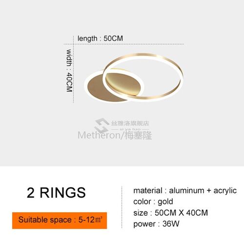 Modern Ceiling Lights  Living Room Circle Gold Brown LED Pla