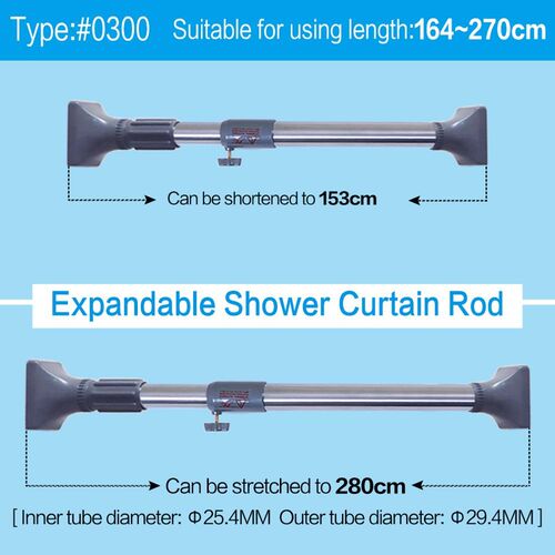 Wall Mounted Length Tension Shower Curtain Rod Rail Window C