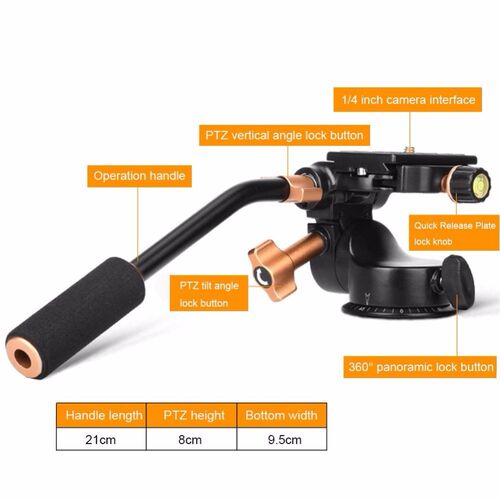 SOONPH 3-Way Fluid Head Video Tripod  Heads Q08S with Quick