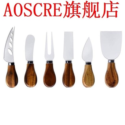 Cheese Knife Set-6 Pieces Cheese Knives with Bamboo Wood Han
