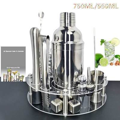 1-12PCS Cocktail Shaker Set Bartender Kit with Stand Drink R