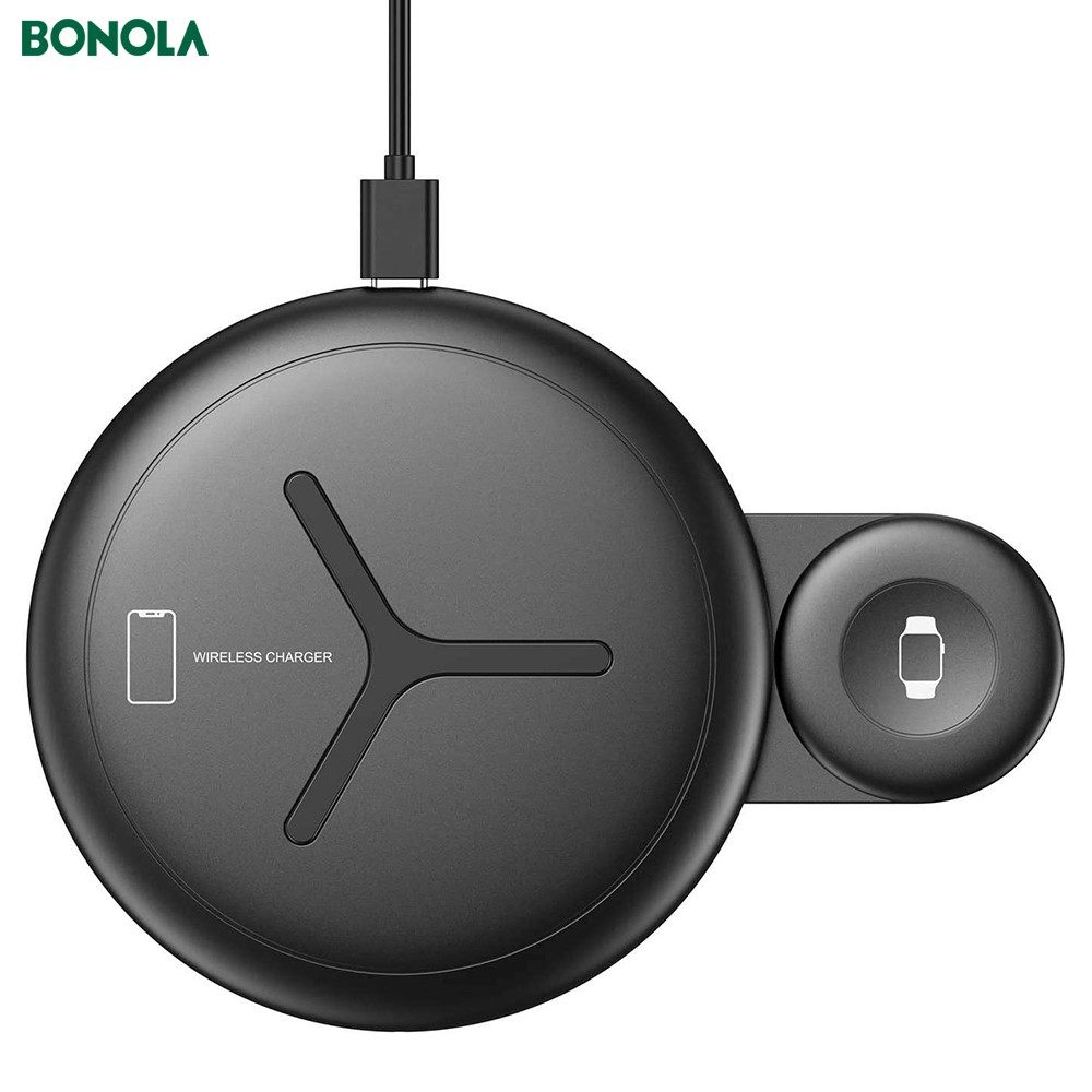 BONOLA 10w Qi 2 in 1 Wireless charger for iphone 12 pro/Min