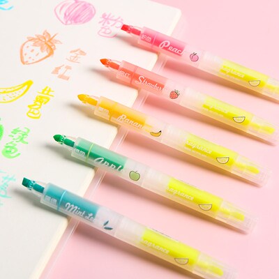 8pcs Fruit smell color highlighter pen set Transparent wind