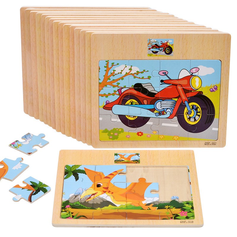 2Pcs Lot Kids Boys Wooden Cartoon Animal Traffic Cognitive
