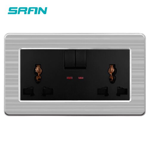 SRAN Double three hole universal socket with switch home /