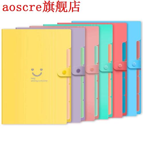 6Pcs Extended File Folders with 5 Pocket Storage Pockets A4