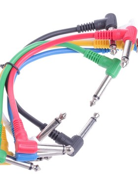 6Pcs/Set Guitar Parts Colorful Angled  Audio Cable Leads Pat
