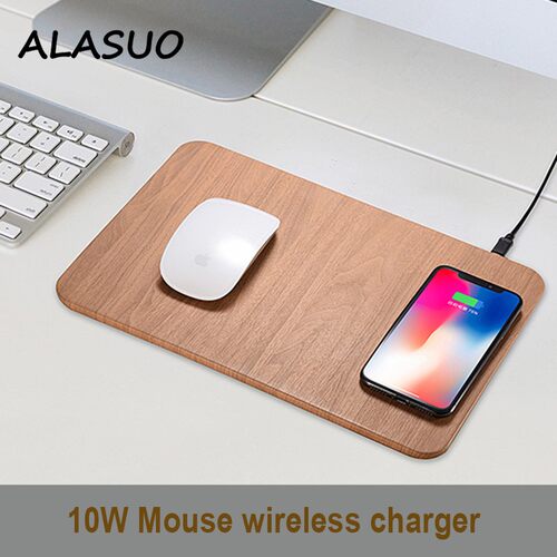 10W mouse pad wireless charger for iPhone 11 X XR XS wood w