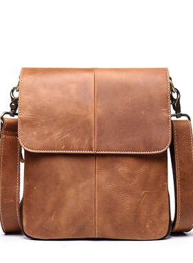 Shoulder bag men's new top layer crazy horse leather men's