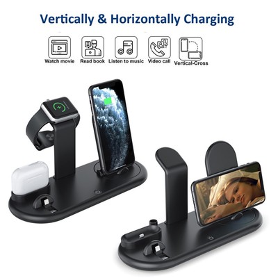LED 7 in 1 Wireless Charger For iPhone Charging Dock Statio