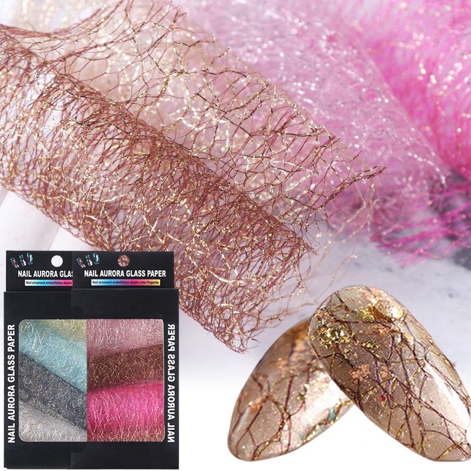 Brown Silver 3D Mesh Nail Sticker Decal Delicate Gold Spide