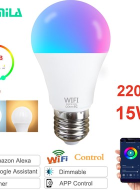 15W WiFi Smart Light Bulb B22 E27 LED RGB Lamp Work with Ale