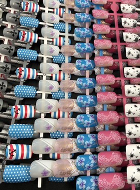 DingXue 24 /pcs Anchor Colorful Flower False nail Detachabl