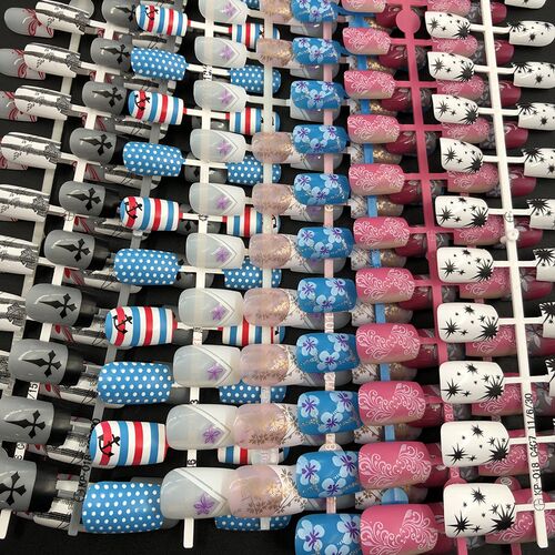 DingXue 24 /pcs Anchor Colorful Flower False nail Detachabl