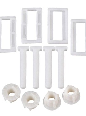 4Pcs White Plastic Tet Seat Cover Hinge Blind Hole Rectangul